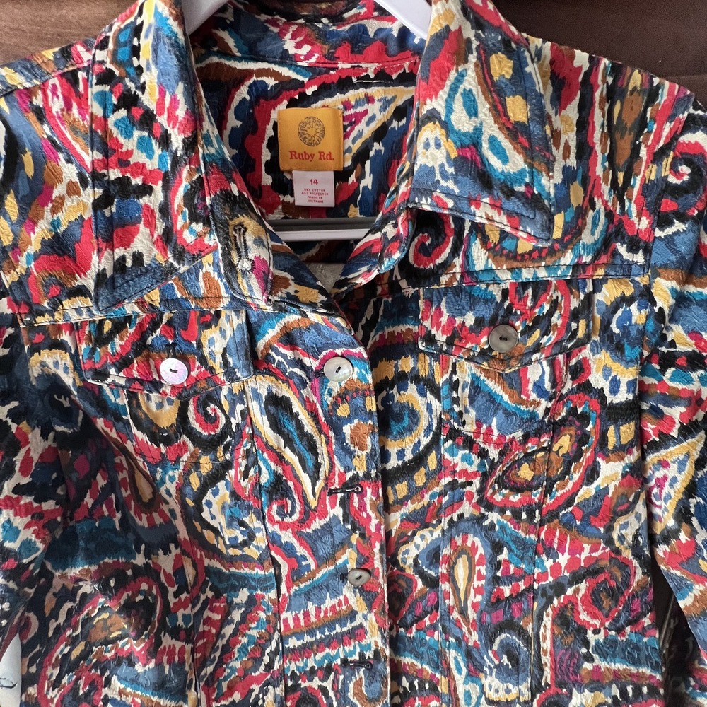 Ruby Rd.-Paisley Print Jacket Size 14 - Picture 8 of 16